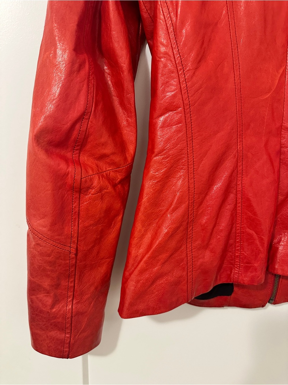 Vintage Danier Red Leather Moto Jacket Size XS Women’s - Picture 9 of 14